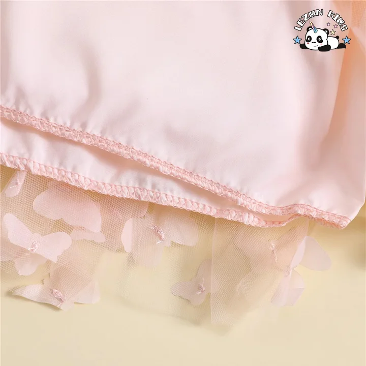 LEZONKIDS - Novo design de vestidos de tule para meninas com borboleta sólida e fivelas, secagem rápida e fofa